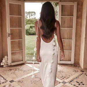 NWT Meshki Elenora Rose Gown (White)